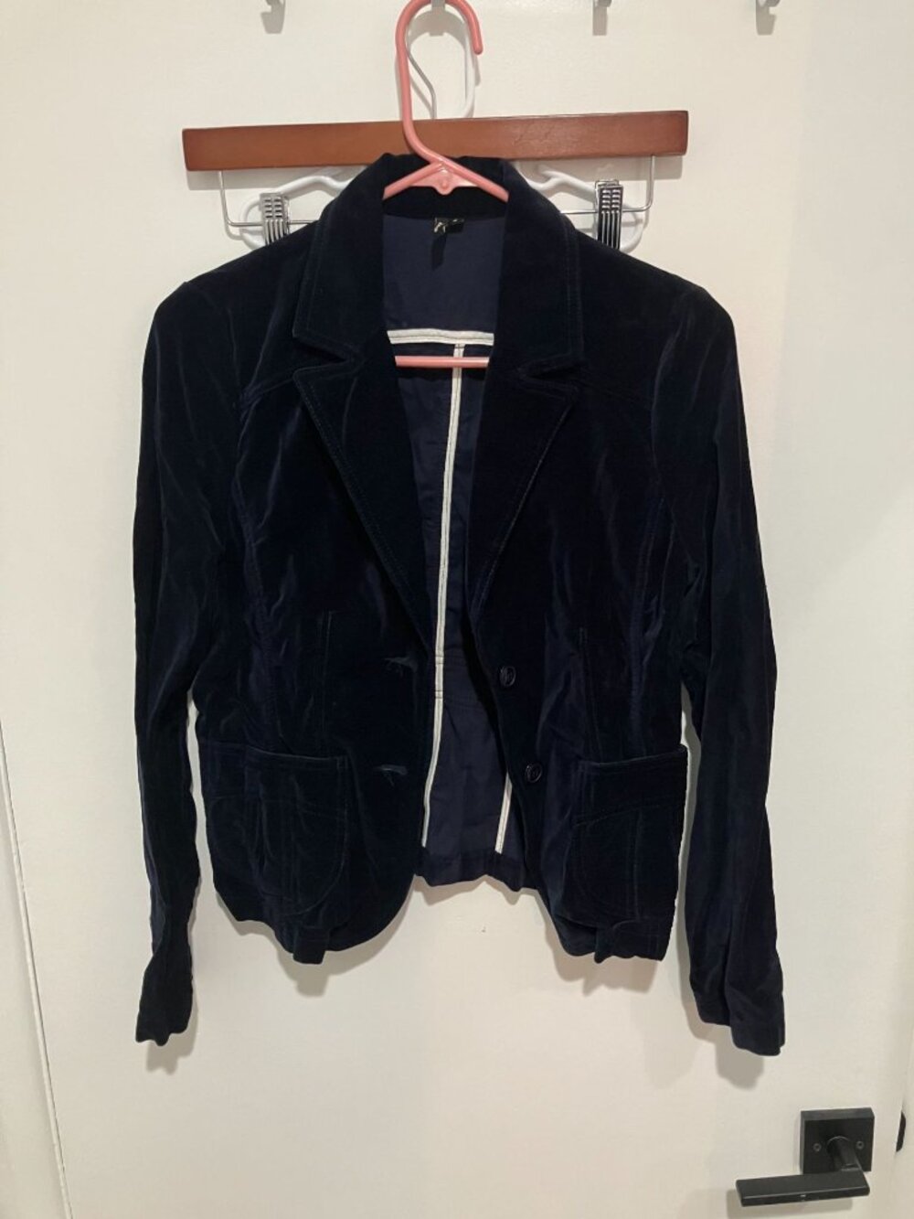 Ambition Women's Y2K Velvet Blazer Jacket, Blue, Size Small